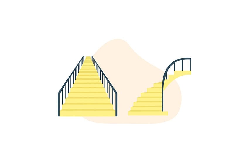 straight staircase versus curved staircase